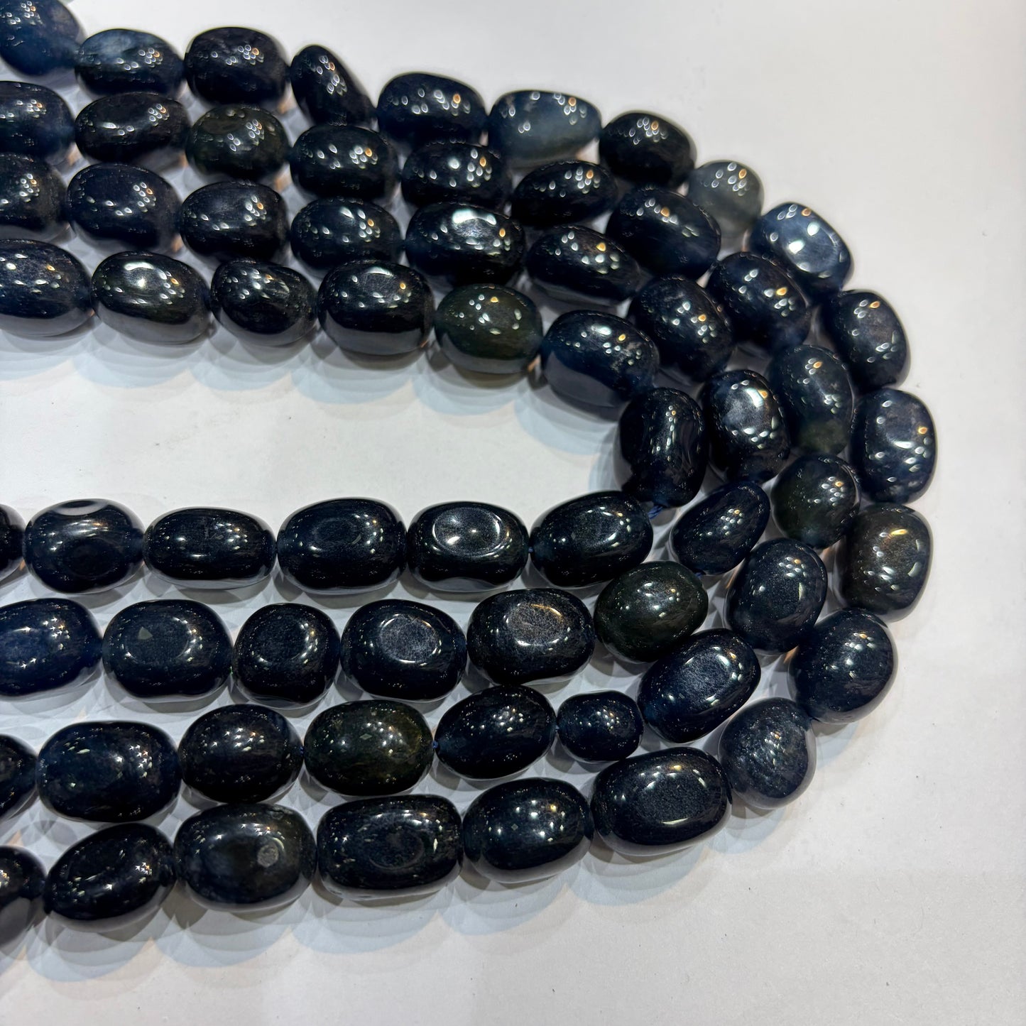 Saturated deep blue agate beads 1 string 12x16mm
