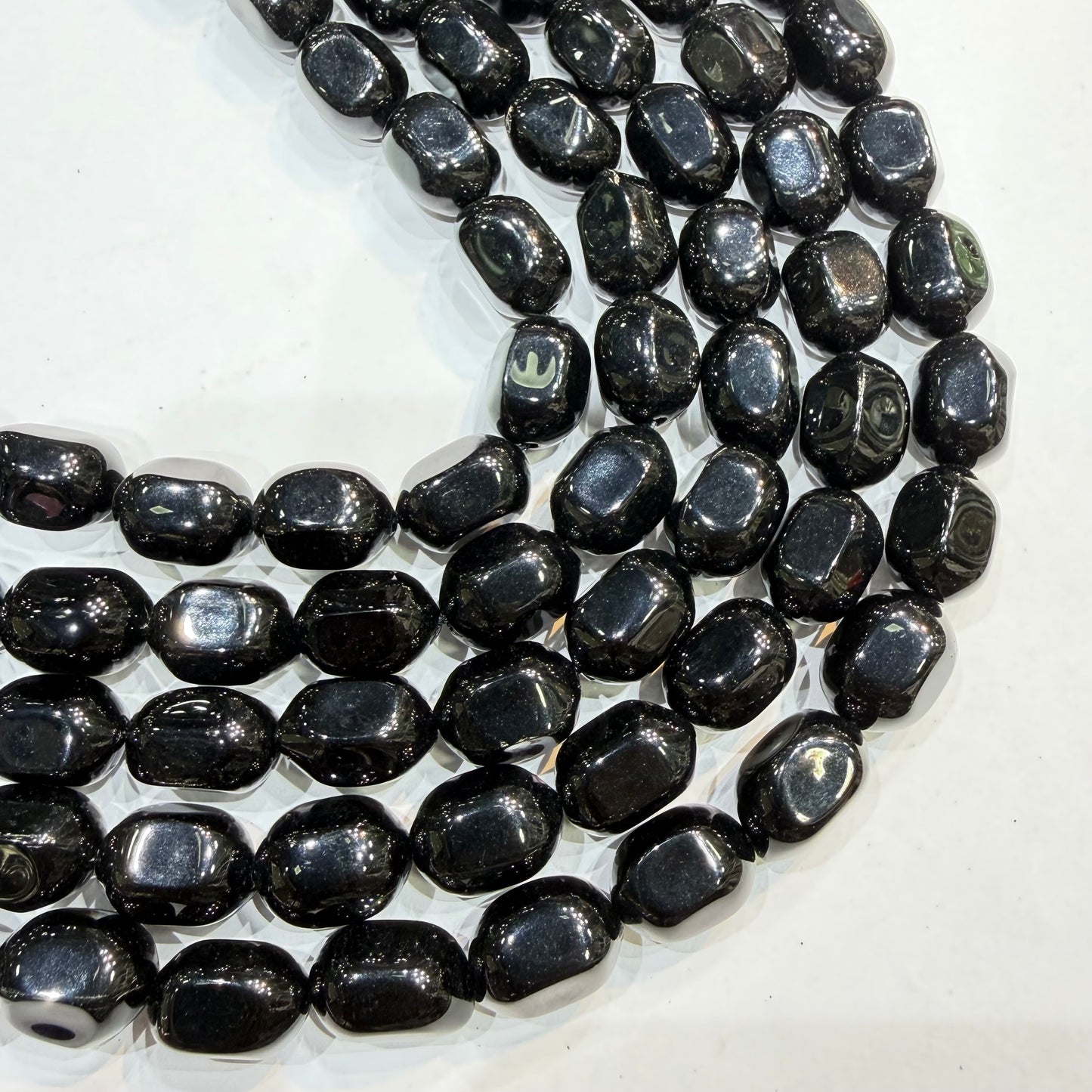 Dark black agate beads 1 string 12x16mm