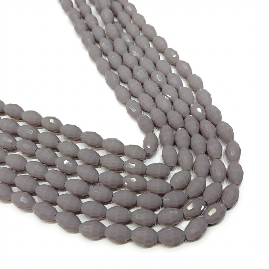 Gray High-Quality Oval Crystals 1 string