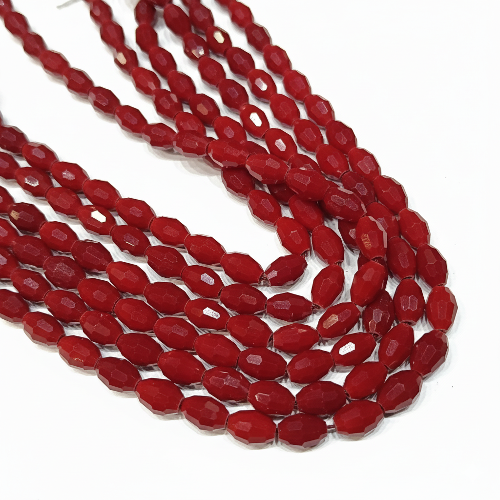 Opeq Red High-Quality Oval Crystals 1 string (Copy)