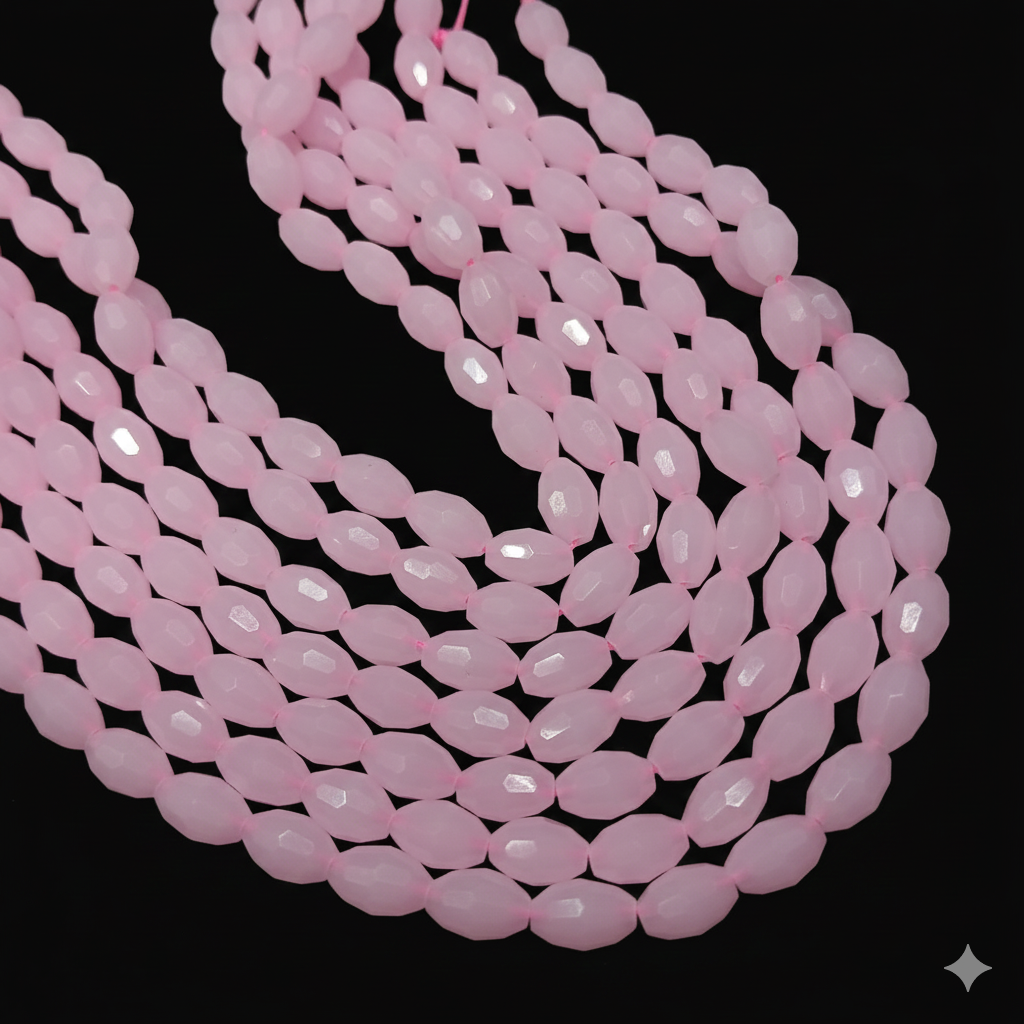 Baby Pink High-Quality Oval Crystals 1 string