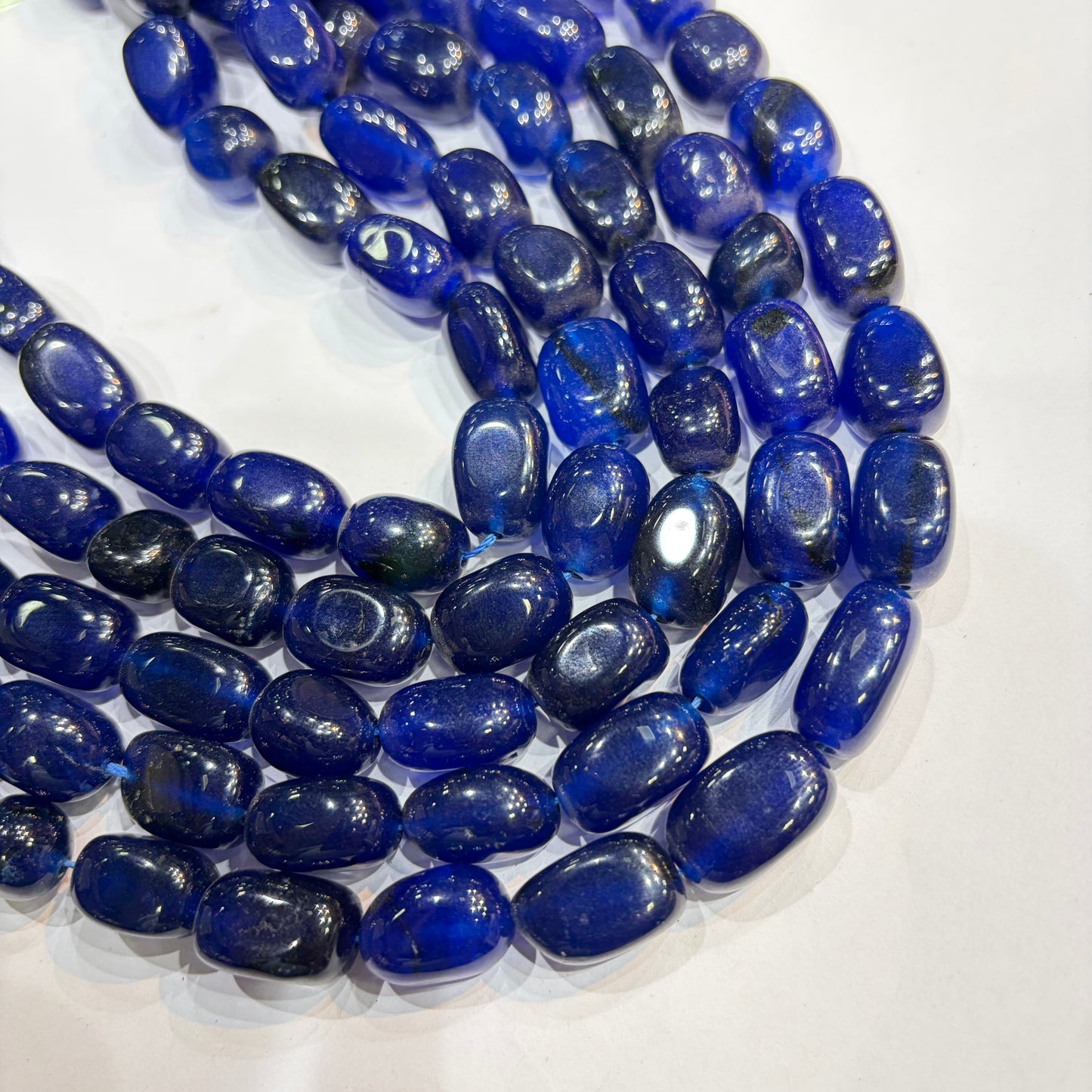 Royal blue agate beads 1 string 12x16mm