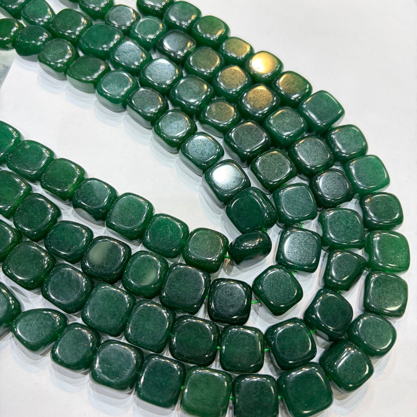 Emerald green agate beads 1 string 14X14mm