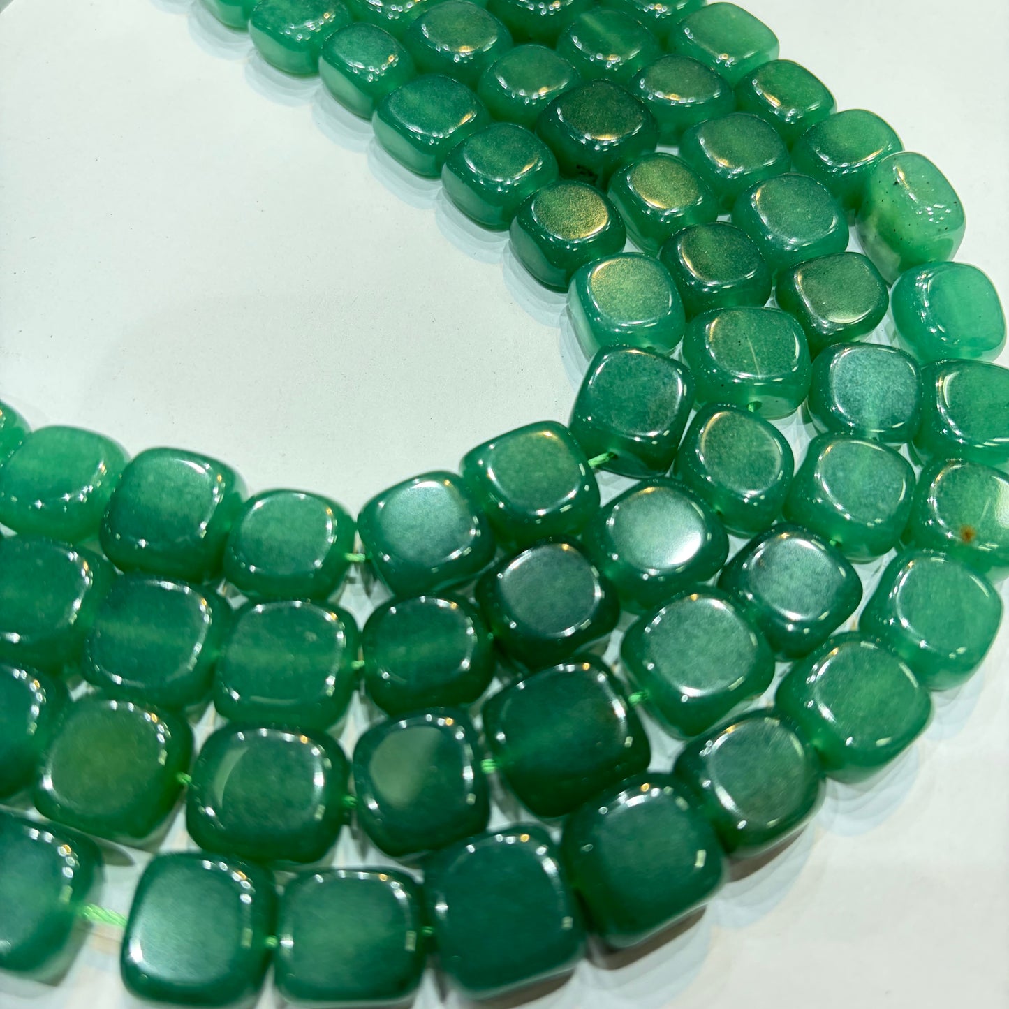 Spring green agate beads 1 string 14X14mm