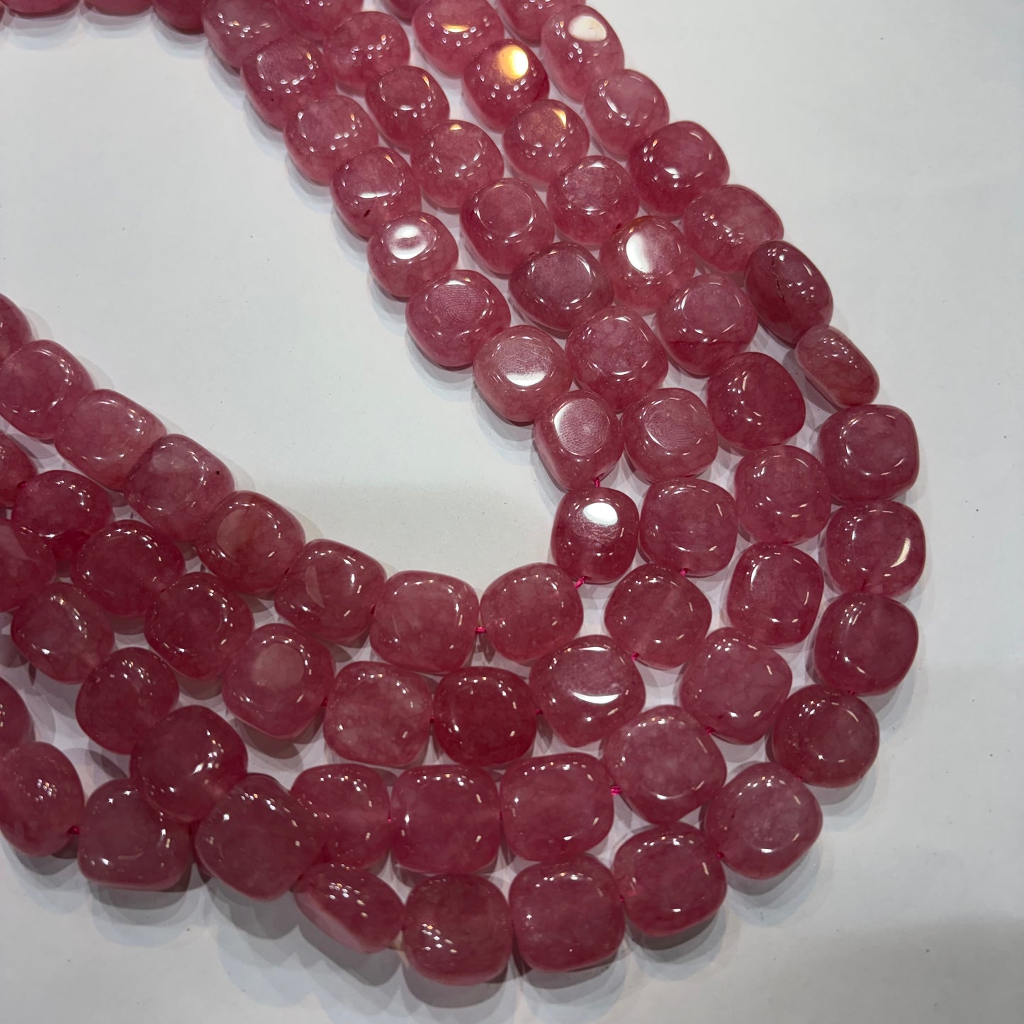 Watermelon pink agate beads 1 string 14X14mm