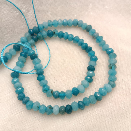 Shaded blue High Quality agateRondell Beads 4mm 1 string