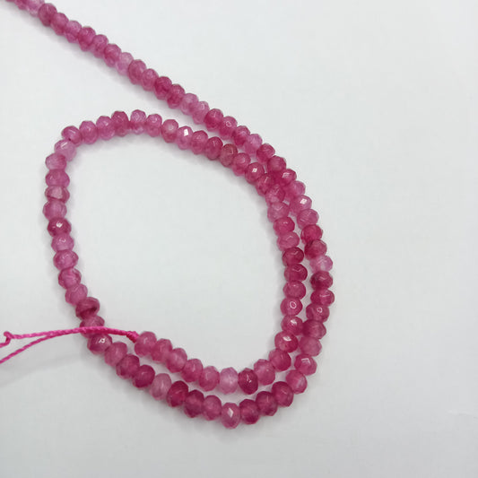 Shaded pink High Quality agateRondell Beads 4mm 1 string