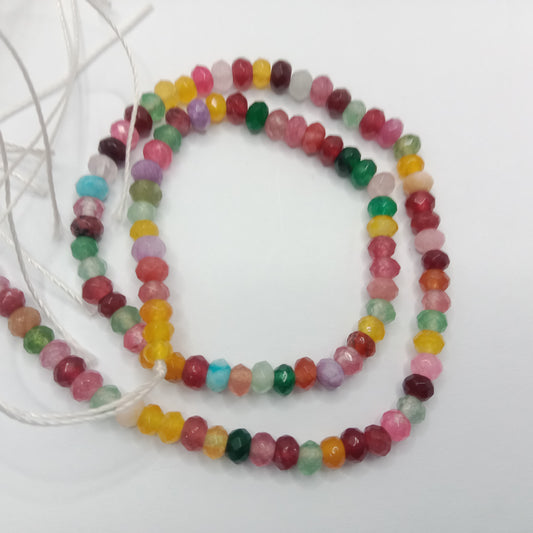 Shaded multi High Quality agateRondell Beads 4mm 1 string