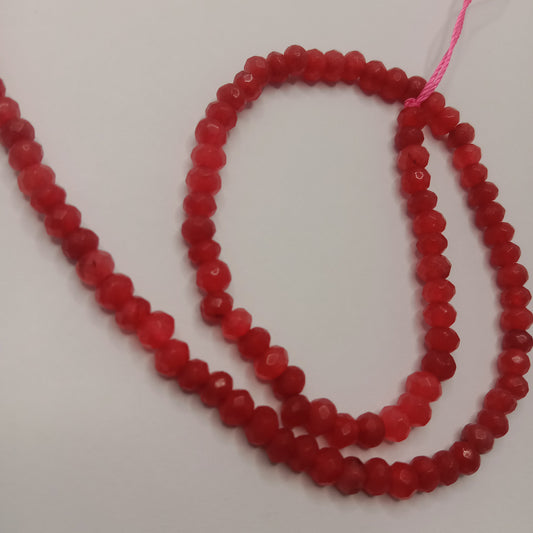 Tomato red High Quality agateRondell Beads 4mm 1 string