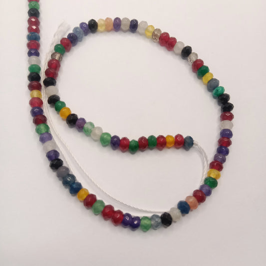 Multi colour High Quality agate Rondell Beads 4mm 1 string