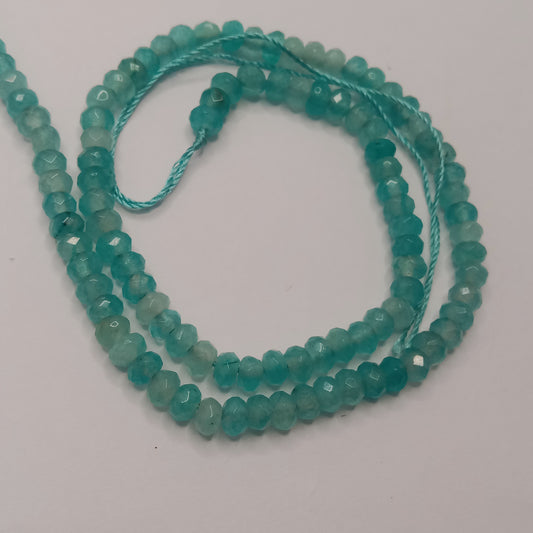 Light blue High Quality agate Rondell Beads 4mm 1 string