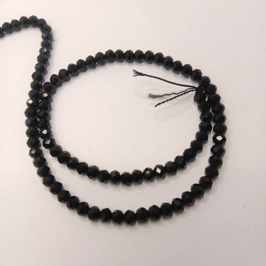Black High Quality agateRondell Beads 4mm 1 string