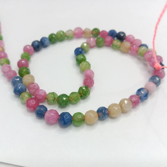 Light multi colour High Quality agate Round Beads 4mm 1 string