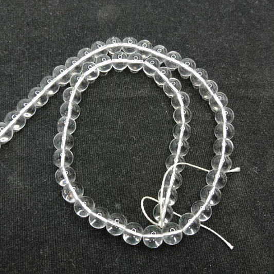Rock crystal 6mm plan agate beads 1 string