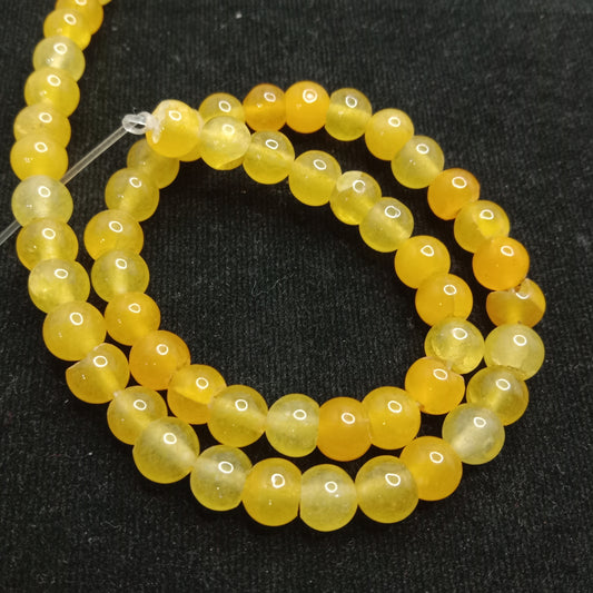 Shaded yellow 6mm plan agate beads 1 string
