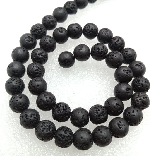 Black round shape lava beads 8 mm 1 string