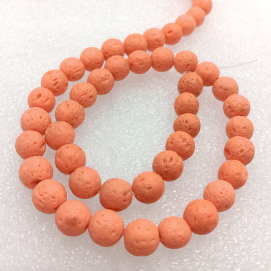 Light orange round shape lava beads 8 mm 1 string