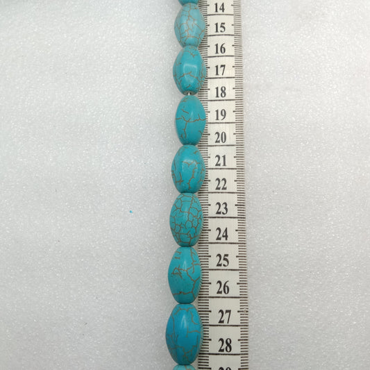 Oval shaped turquoise beads 1 string