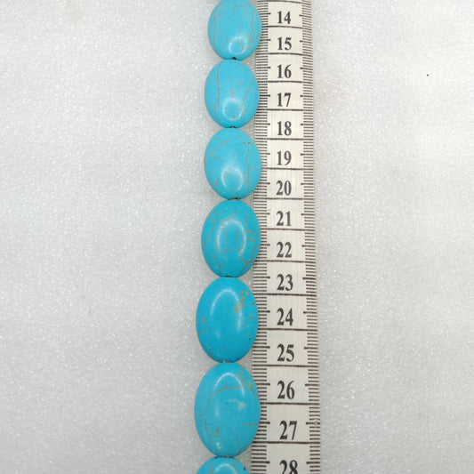 Flat puffed oval shape turquoise beads 1 string