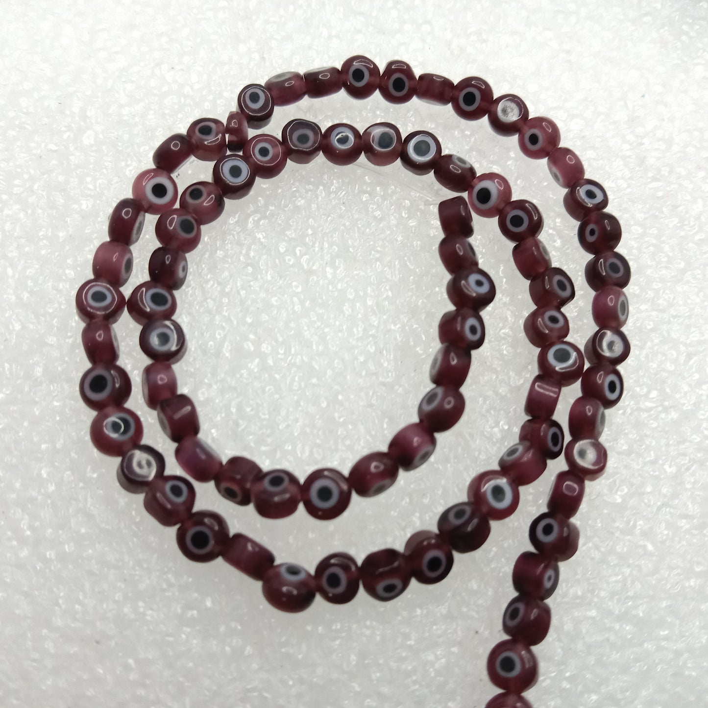 Dark red Evil eye flat shape beads 4mm 1 string