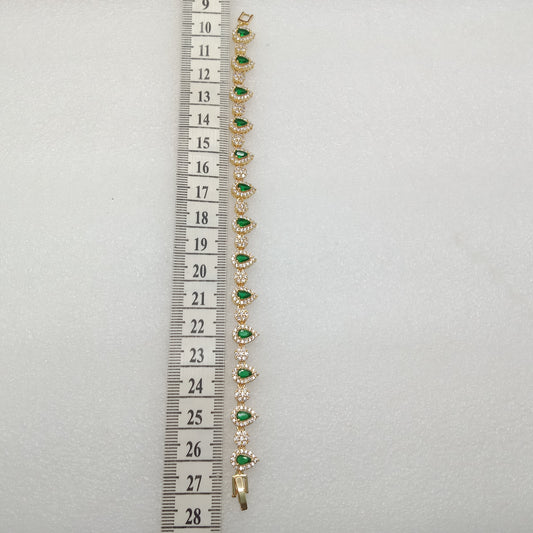 Dark green stone drop shape (1pcs) high quality AD bracelet (6 inches)