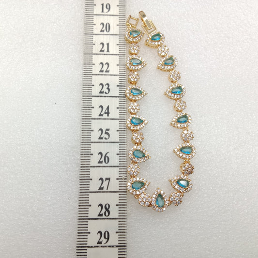 Light blue stone drop shape (1pcs) high quality AD bracelet (6 inches)