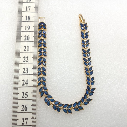 Dark blue stone leave shape (1pcs) high quality AD bracelet (6 inches)
