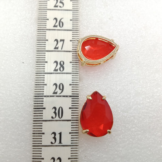 Red stone High quality(10pcs)jewellery connectors drop shape 22mm (2cm)