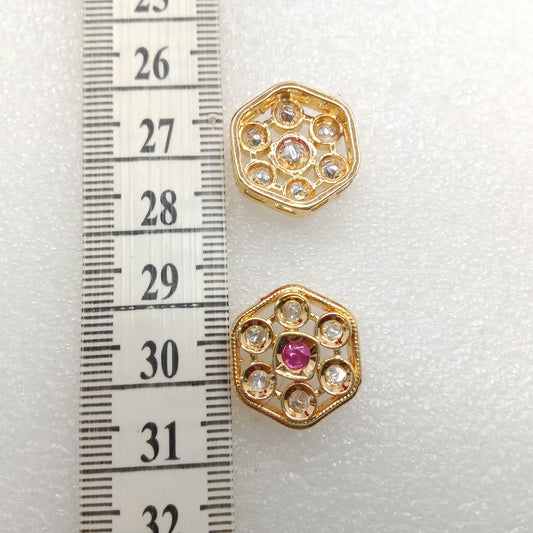 Dark pink (6pcs) high quality kundan connectors 18mm(2cm)