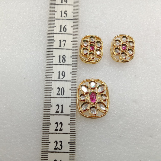 Dark pink (1set) high quality kundan pendant set 26mm(2cm)
