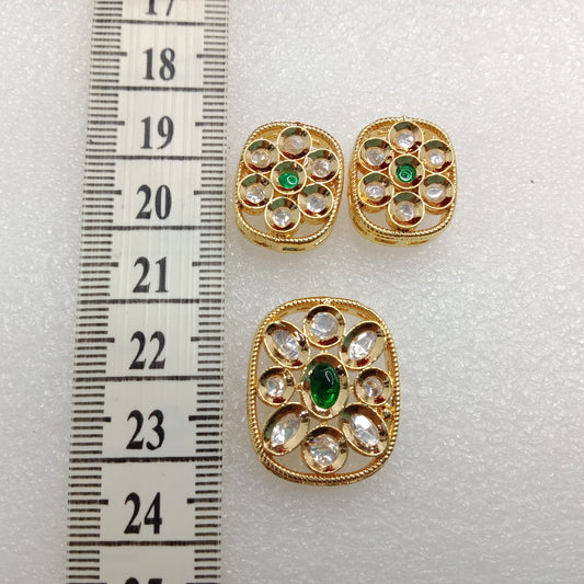 Dark green (1set) high quality kundan pendant set 26mm(2cm)