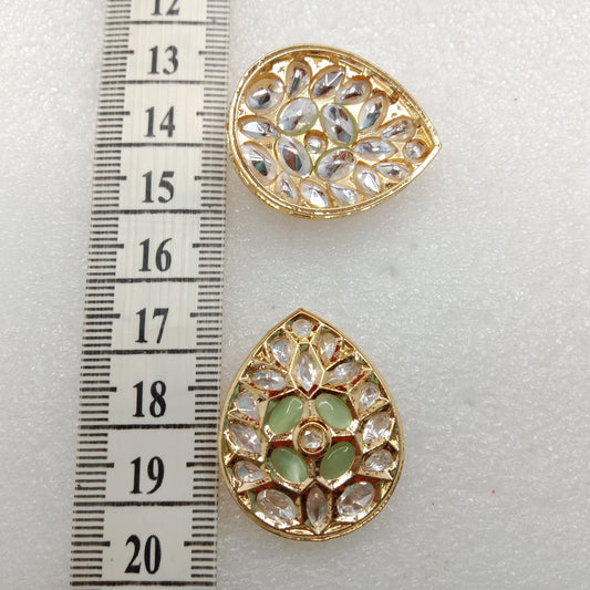 Mint (2pcs) high quality drop shape kundan connectors 33mm(3cm)