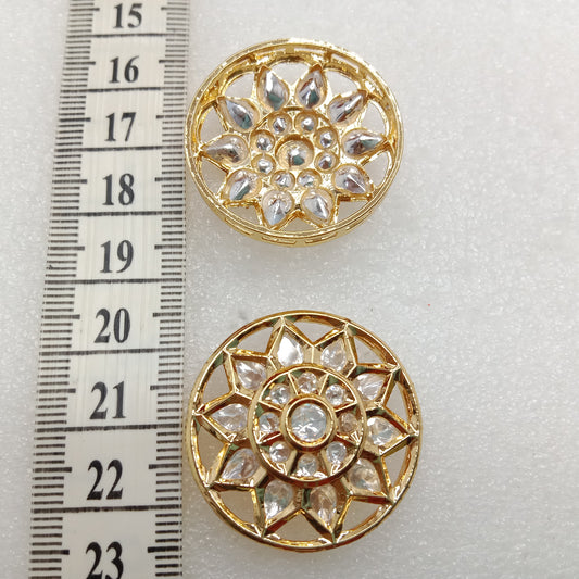 White(2pcs) high quality round shape kundan connectors 33mm(3cm)