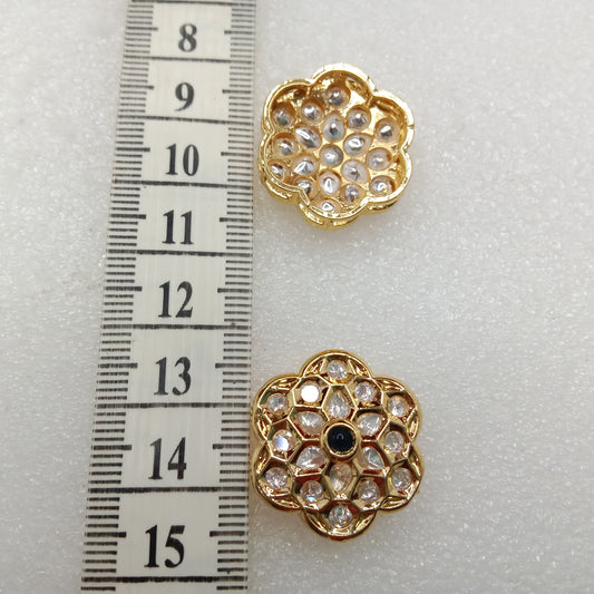 Dark blue (4pcs) high quality flower shape kundan connectors 21mm(2cm)