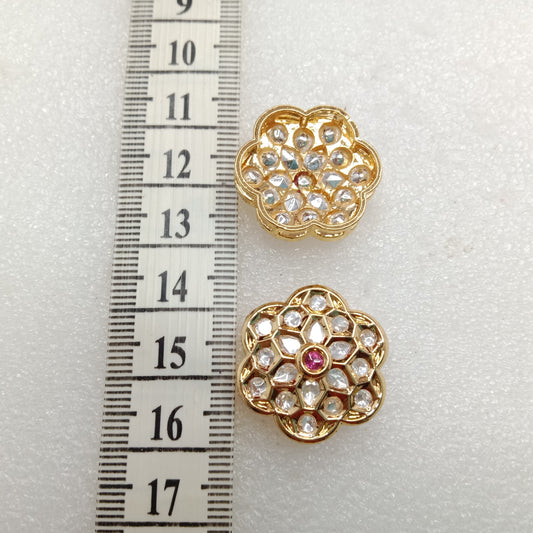 Dark pink (4pcs) high quality flower shape kundan connectors 21mm(2cm)