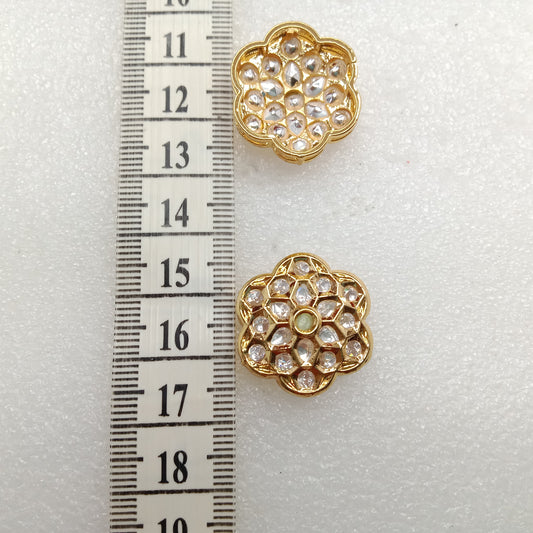 Mint (4pcs) high quality flower shape kundan connectors 21mm(2cm)