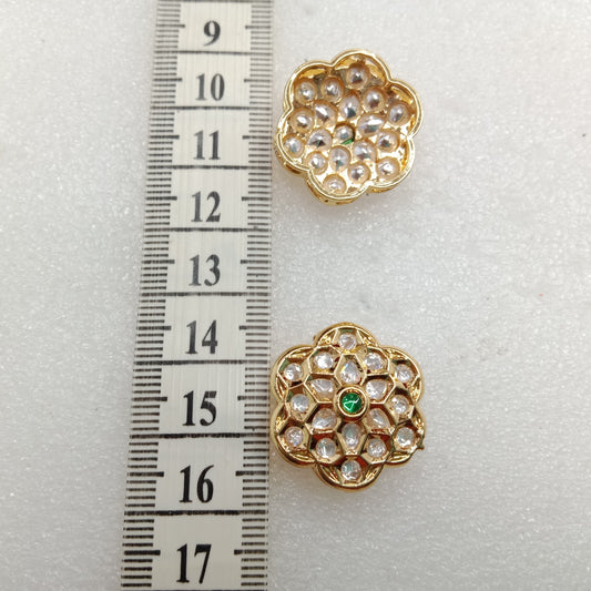 Dark green (4pcs) high quality flower shape kundan connectors 21mm(2cm)