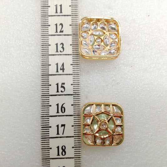 Mint (4pcs) high quality square shape kundan connectors 21mm(2cm)