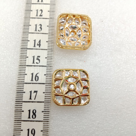 White(4pcs) high quality square shape kundan connectors 21mm(2cm)
