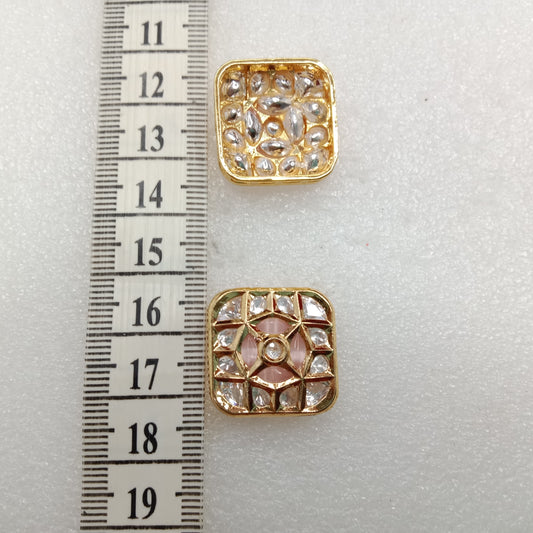 Light pink(4pcs) high quality square shape kundan connectors 21mm(2cm)