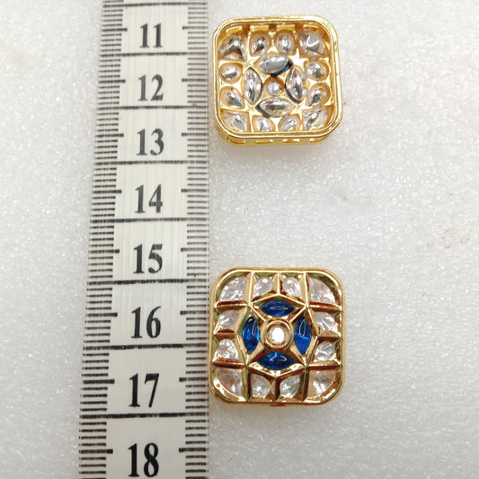 Dark blue (4pcs) high quality square shape kundan connectors 21mm(2cm)