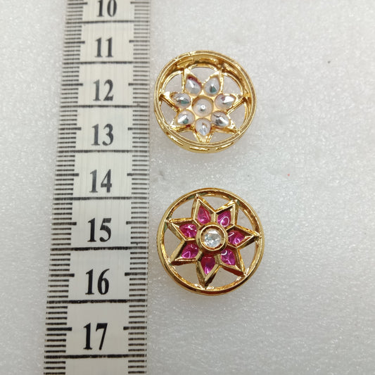 Dark pink (4pcs) high quality round shape kundan connectors 20mm(2cm)