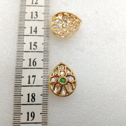 Dark green (6pcs) high quality drop shape kundan connectors 20mm(2cm)