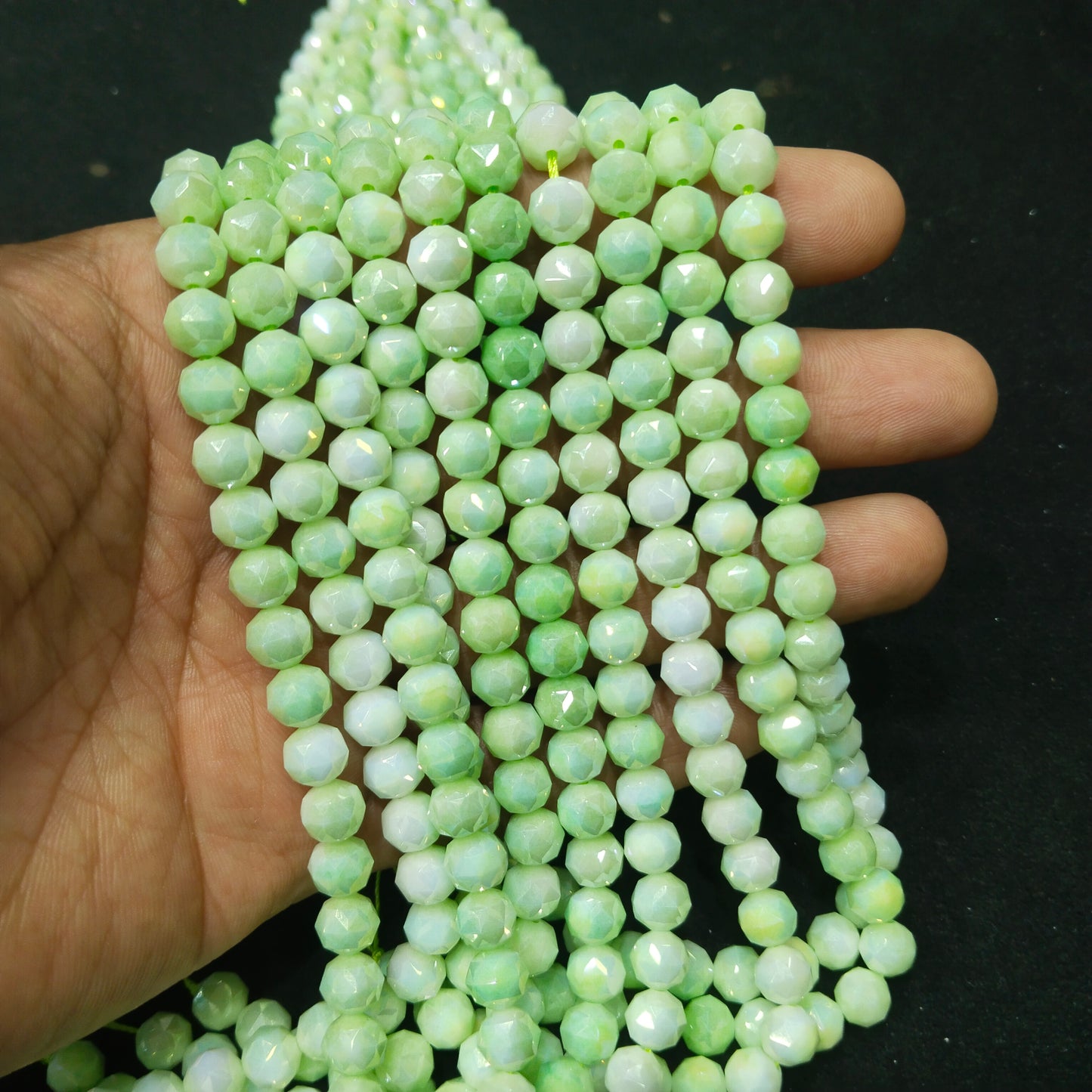 Shaded light green high quality football crystal beads