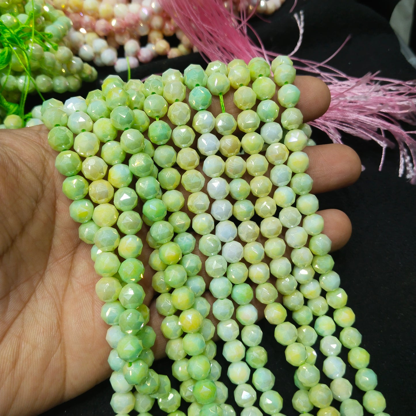 Green high quality football crystal beads