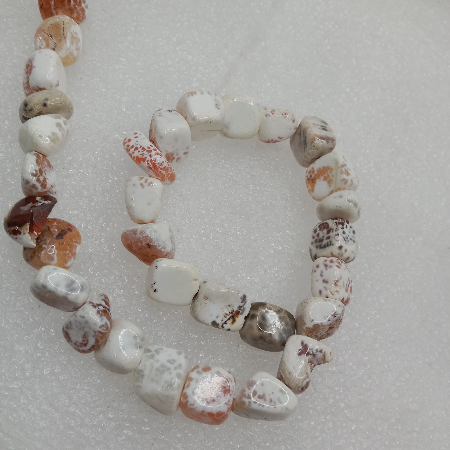 Textured white with brown shaded beads