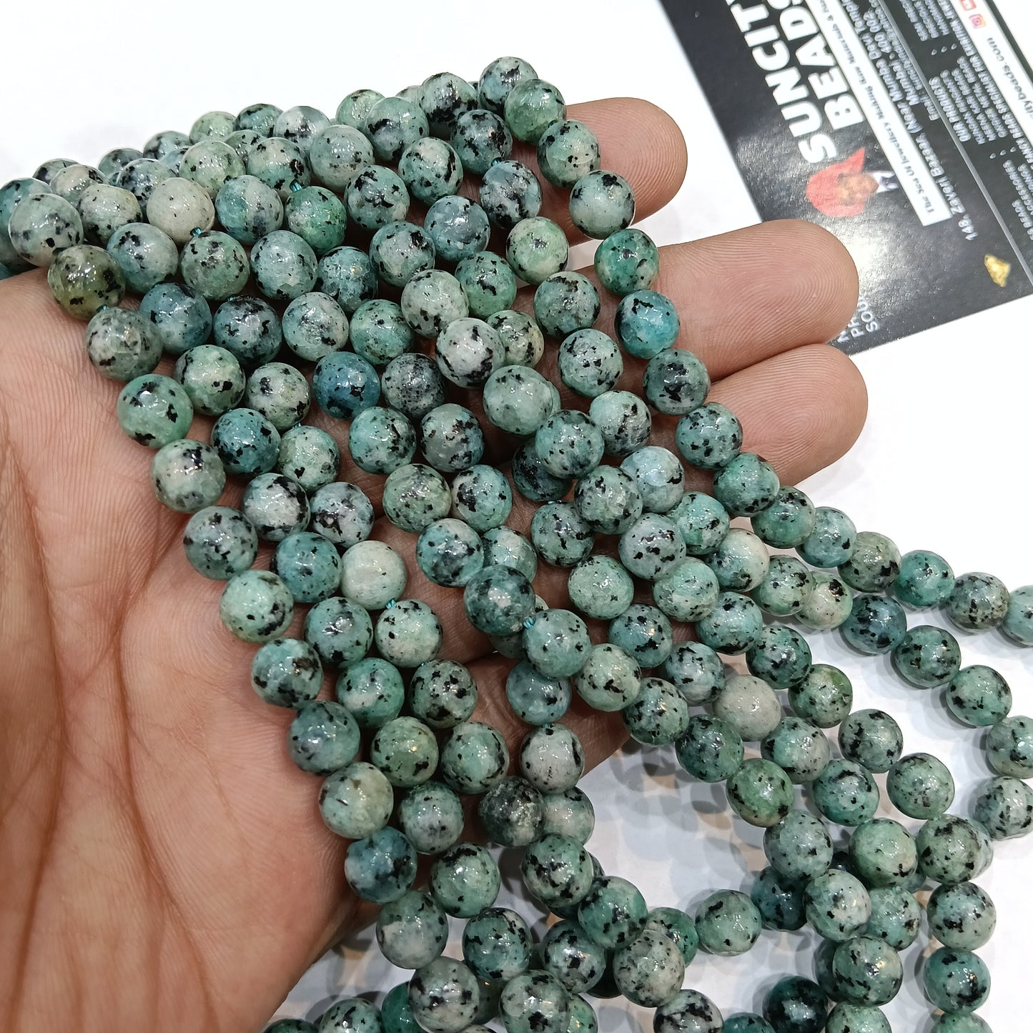 Shaded Green colour 8mm agate beads 1string