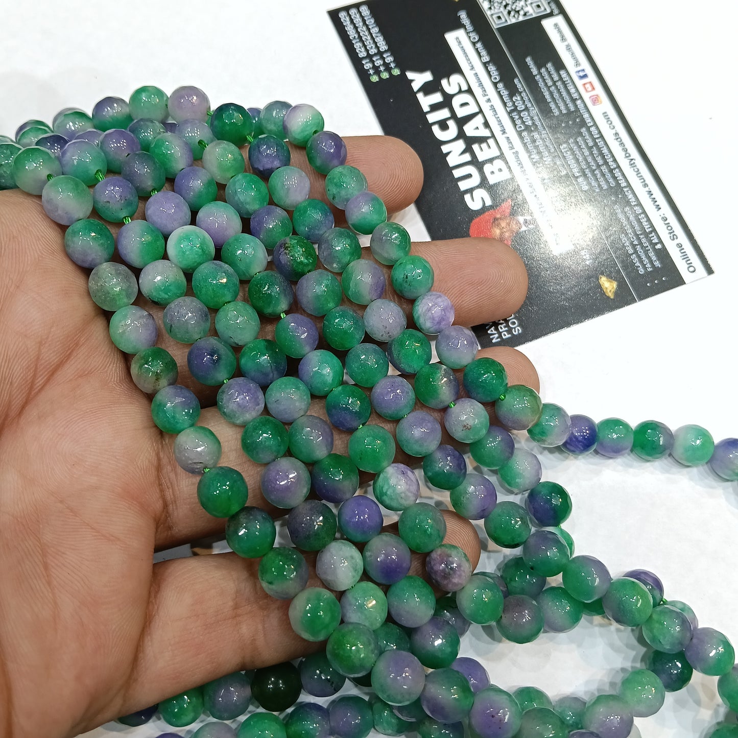 Purplish Green 8mm agate beads 1string