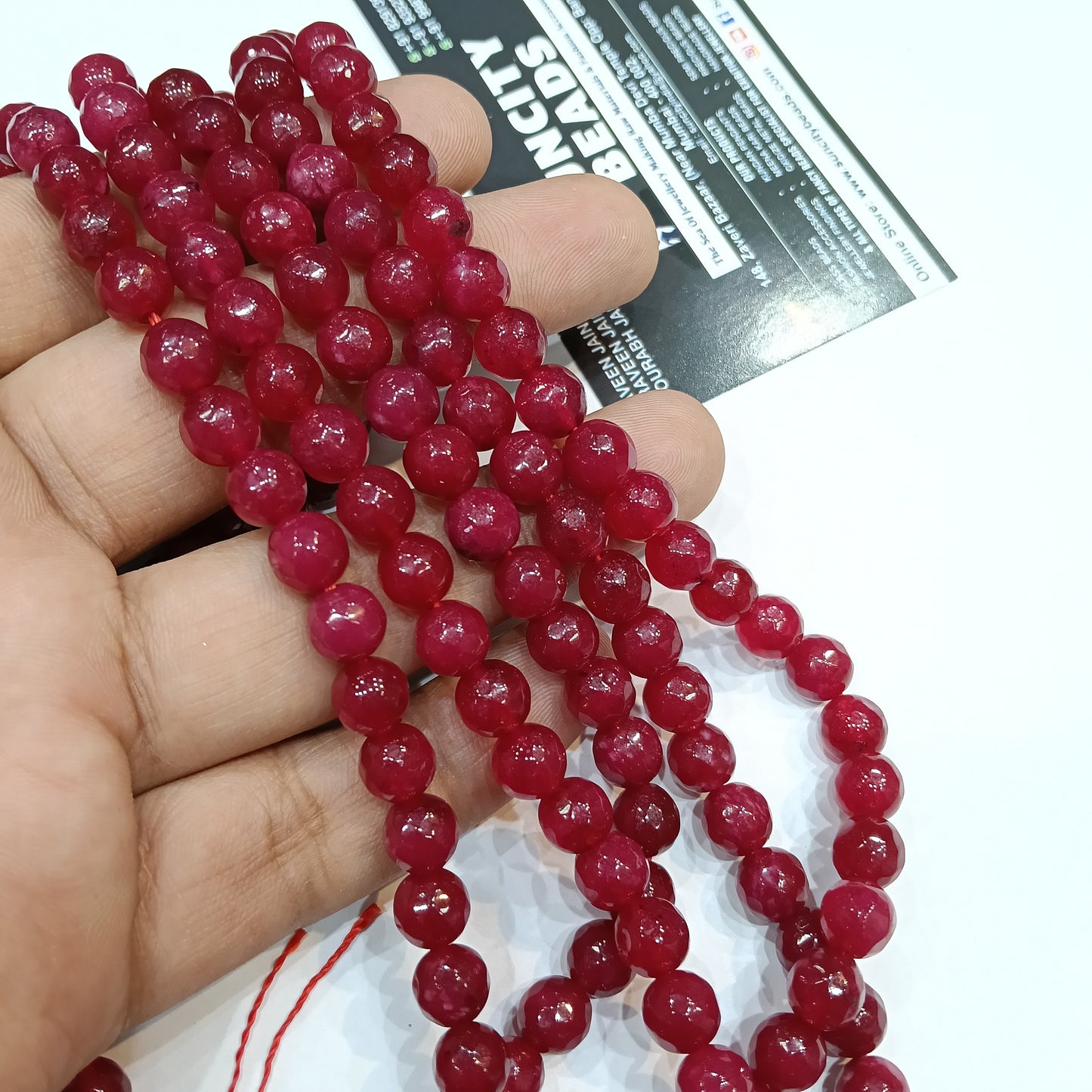 Red 8mm agate beads 1string