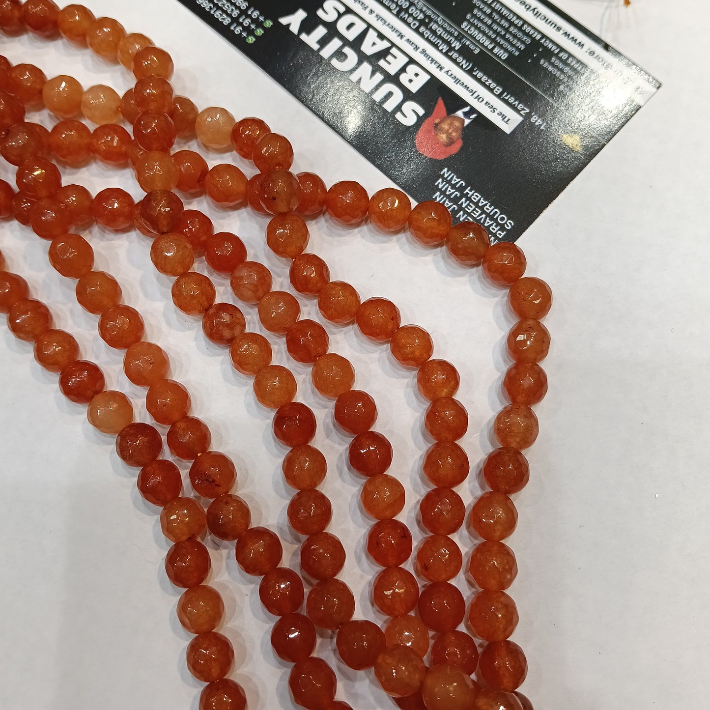 Dark orange 8mm agate beads 1string